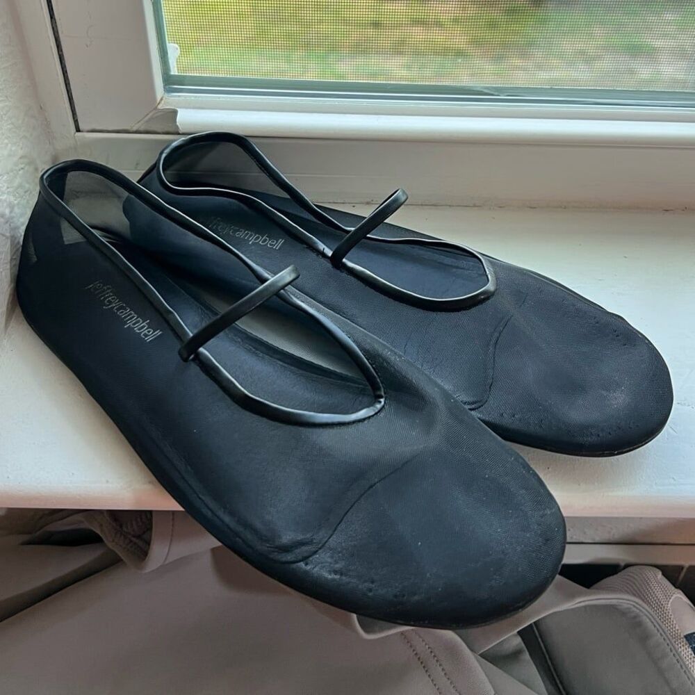 Jeffrey Campbell Swan Lake Mesh Mary Jane Ballet Flats in Black Women’s Size 10